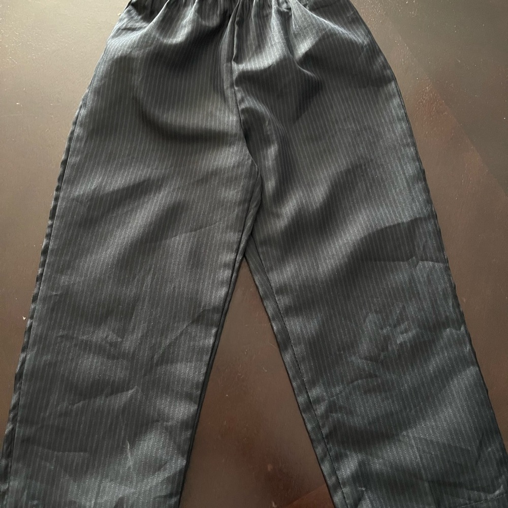 Boys Elegant Black Pinstripe Trousers. Elastic waist